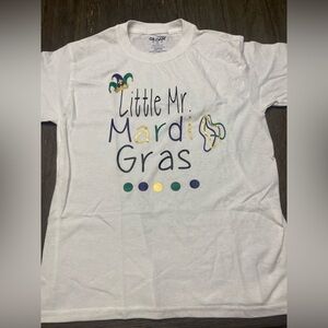 Gilden white T-shirt, crewneck, short sleeve festive Mardi Gras graphic boys  8